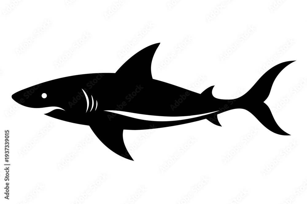 Obraz premium shark vector illustration, shark icon vector, shark silhouette vector.