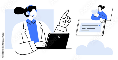 Remote communication concept. Remote interactions enable seamless workplace collaboration and customer support. Remote tools enhance global communication and team management. For technology