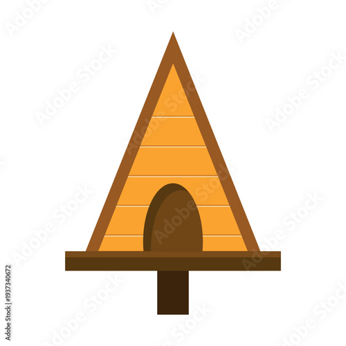 Simple Wooden Triangle Birdhouse Vector for Garden Wildlife