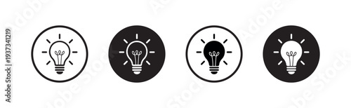 
Light Bulb Icon Set Outline, Solid and Color Innovation Symbol Vector. lamp bulb idea icon vector. Bulb, light, lamp, innovation, light bulb, 