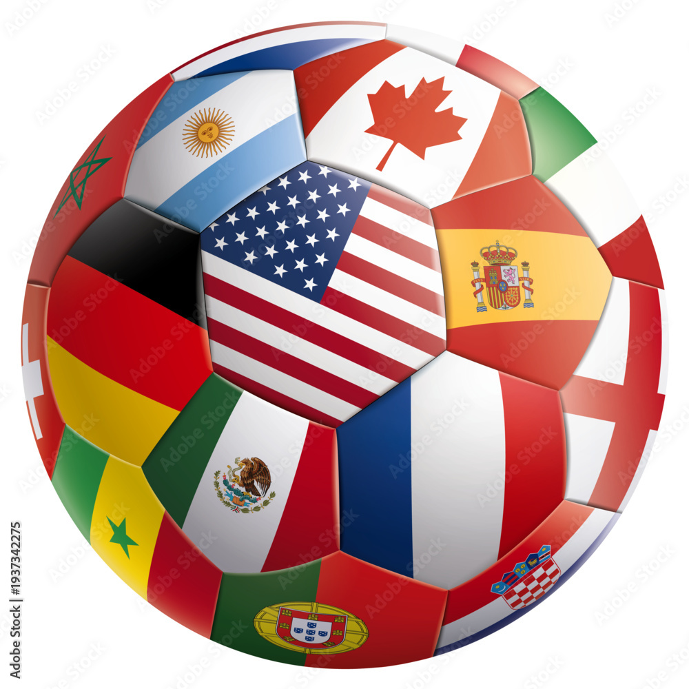 Obraz premium BALLON DE FOOTBALL USA CANADA MEXIQUE_illustration vectorielle