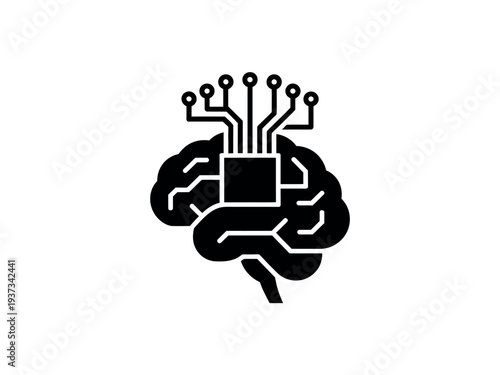 Brain with Circuit Board Design and Microchip Implant