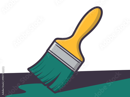 Colorful Paint Brush with Green Paint