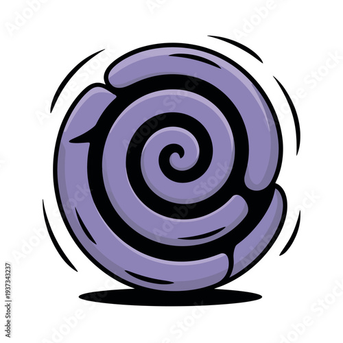 Hypnotic purple swirl icon represents mystery, confusion, or mental focus.