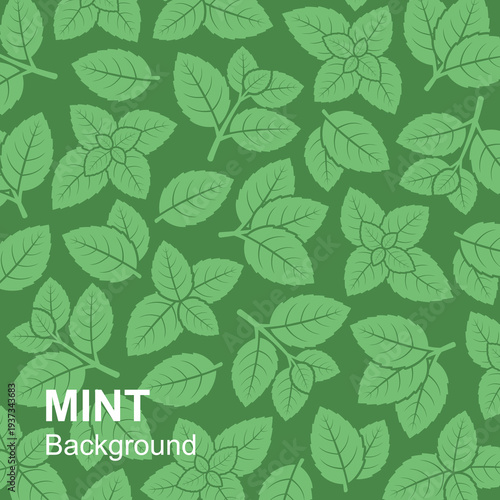 Mint leaves background, pattern set. Collection mint leaves icons. Vector