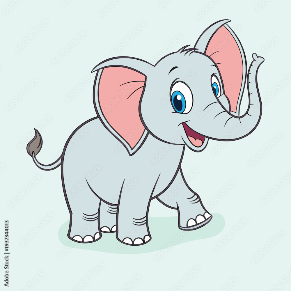 Fototapeta premium Cute cartoon baby elephant