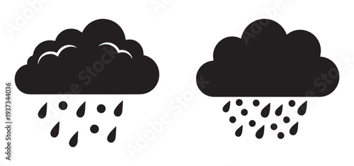 A dramatic silhouette of rain clouds against a white background