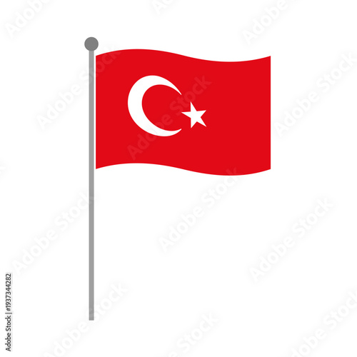 Turkey National Flag Waving on Flagpole with Crescent and Star Symbol Representing National Identity Patriotism and Cultural Heritage