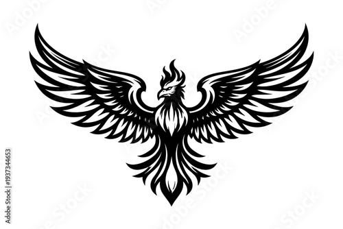 Phoenix rising from the ashes, symbolizing rebirth and regeneration with its majestic wings and fiery spirit, a powerful mythical creature