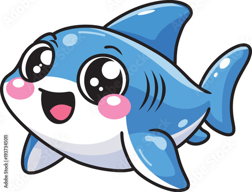 Cute Baby Shark Cartoon Character Vector Illustration Isolated