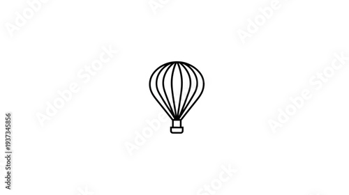 A simple outline drawing of a hot air balloon, centered on a white background