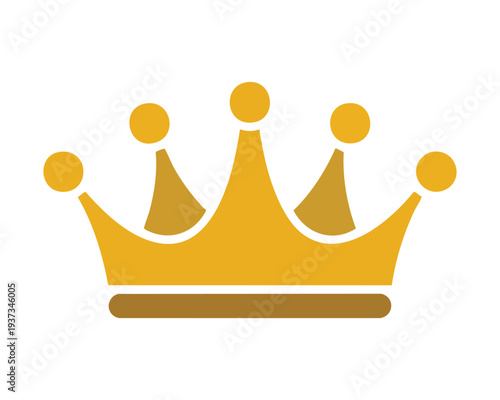 Golden crown symbol with brown details, regal icon for king or queen, royalty and power illustration