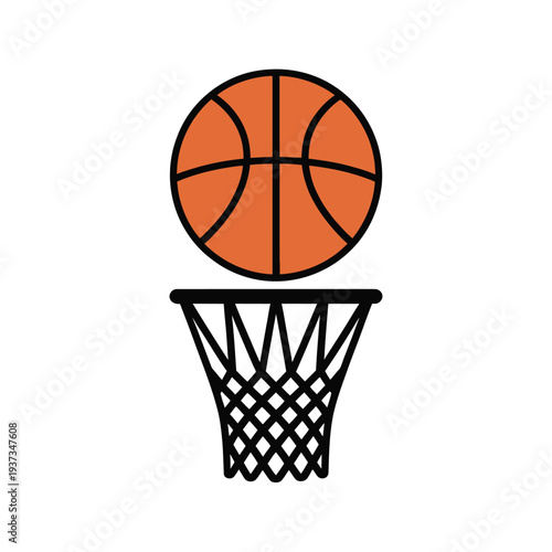 A basketball is about to go into the hoop for a score.