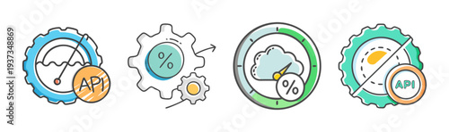 API rate limit icons showing speedometers and cloud icons with percentages