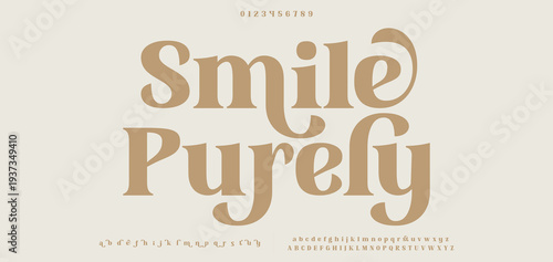 Smile Purely Elegant alphabet letters font logo. Typography luxury classic lettering serif italic fonts decorative wedding vintage retro logos. vector illustration