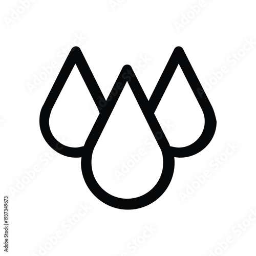 Water Drops Line Icon – Natural Liquid and Environment Outline Vector