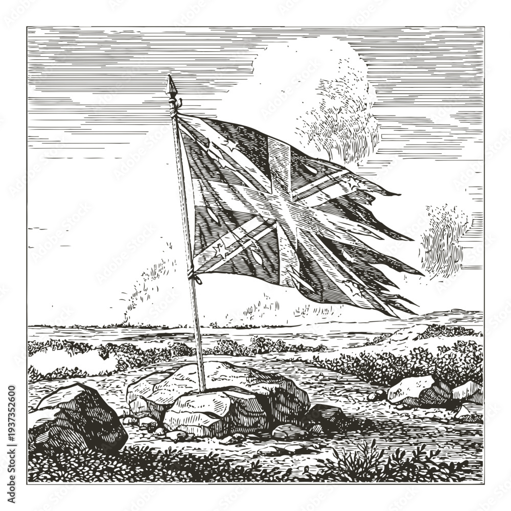 custom made wallpaper toronto digitalTattered Flag on a Pole.