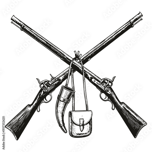 Vintage Crossed Rifles with Pouch and Holster.