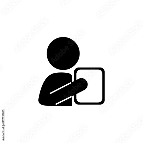 スマホで案内をしているイメージの人型アイコン