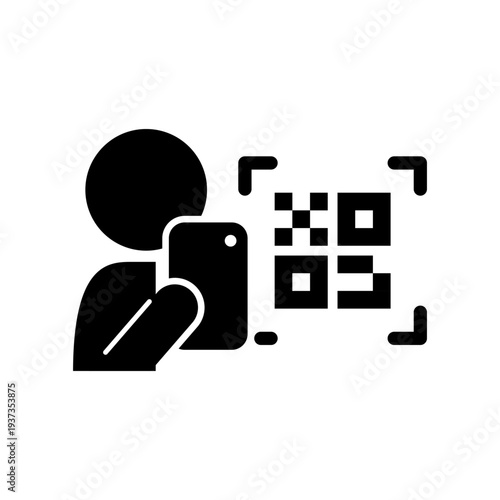 QRコードを読み取っているイメージの人型アイコン