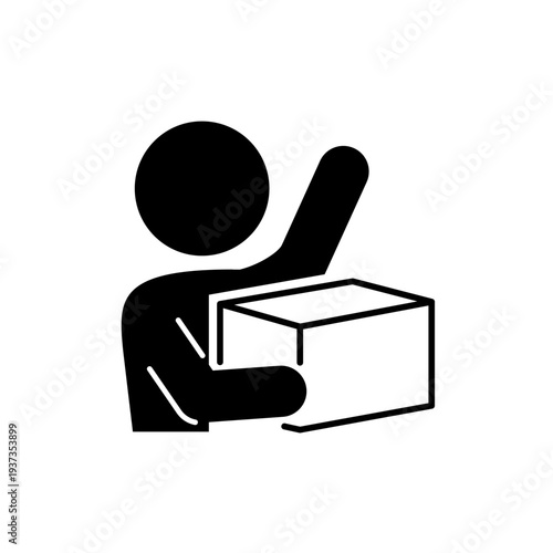 荷物を受け取ったイメージの人型アイコン
