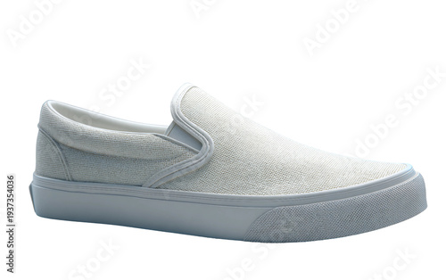 Minimalist slip-on shoe side view showcasing fabric texture and sleek modern design for casual and everyday wear isolated on transparent background PNG
