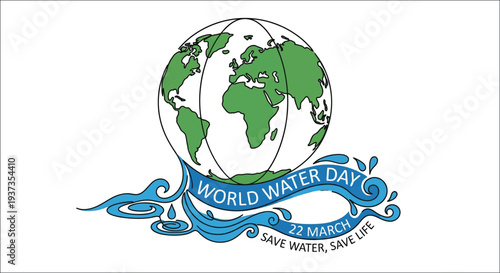 Illustration promoting world water day with a globe and water imagery
