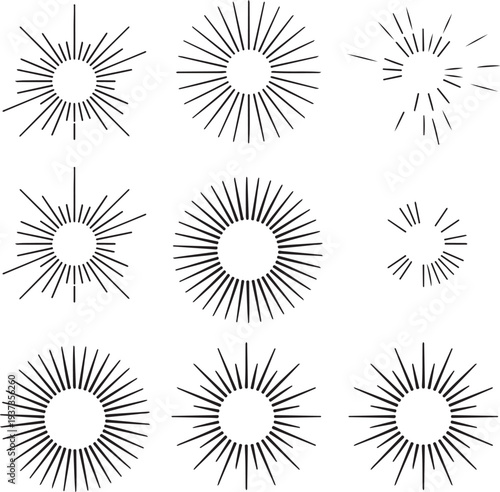 sunburst vintage ray set burst retro icon vector graphic illustration