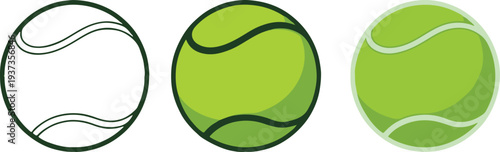 tennis ball symbols in monochrome colored shaded designs