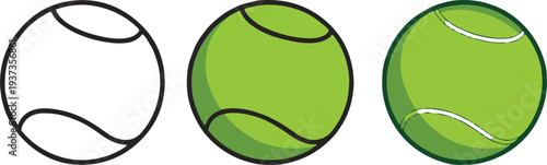 tennis ball illustrations outline filled realistic