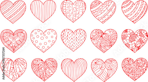 Coloring page vector book for children heart designs