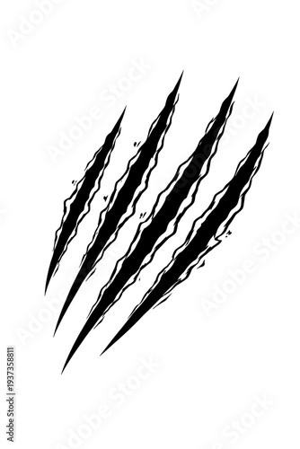 black claws scratches animal claw marks isolated white background