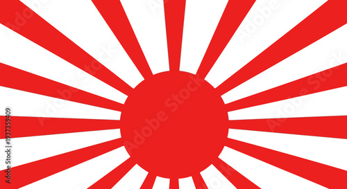 Japanese Flag Rising Sun Symbol Illustration.