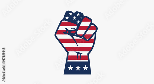 Raised Fist with American Flag Pattern.