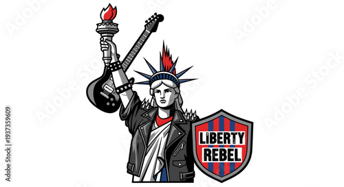 Statue of Liberty Wearing Leather Jacket.