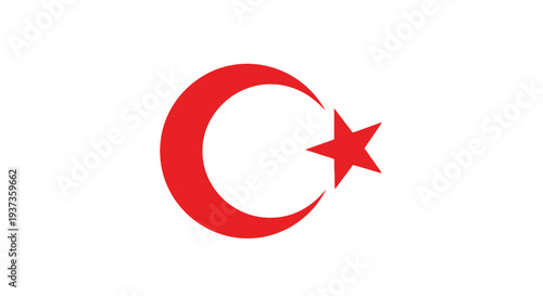 Turkish Flag Emblem Red Crescent Star.