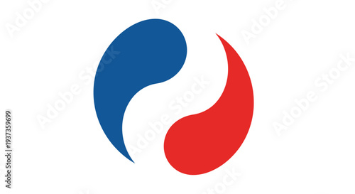 Yin Yang Symbol Blue Red Design Element.