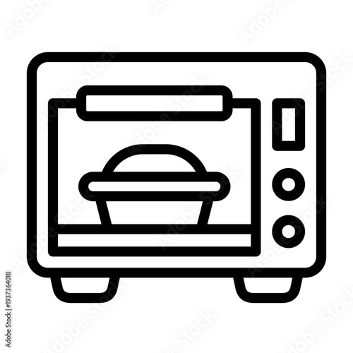 Bake in oven icon line