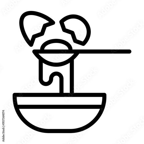 Separating egg yolk and white icon line