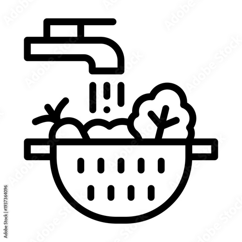 washing vegetables icon line