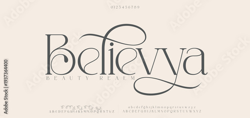 Believya Elegant alphabet letters font and number. Typography luxury classic lettering serif fonts decorative for logo wedding vintage retro concept. vector illustration