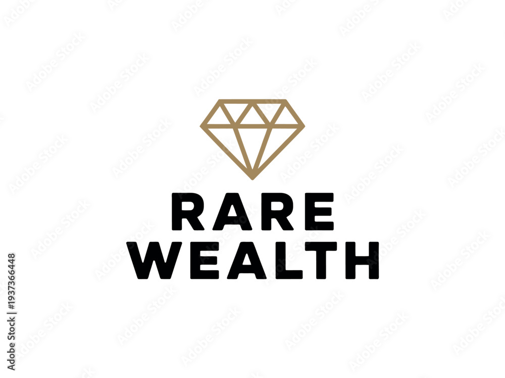Fototapeta premium Rare Wealth Logo with Diamond Symbol and Bold Typography on White Background