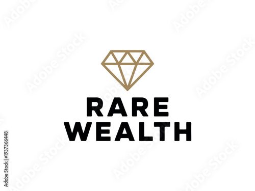 Rare Wealth Logo with Diamond Symbol and Bold Typography on White Background