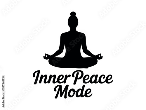 Inner Peace Mode Meditation Silhouette Logo Design