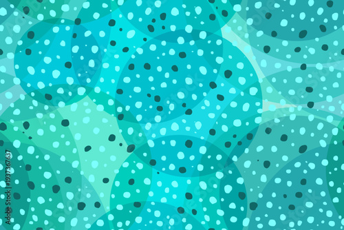 Beautiful geometric seamless pattern vector. Aqua blue circles background
