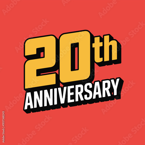 A bold graphic displays "20th ANNIVERSARY" in a celebratory style.