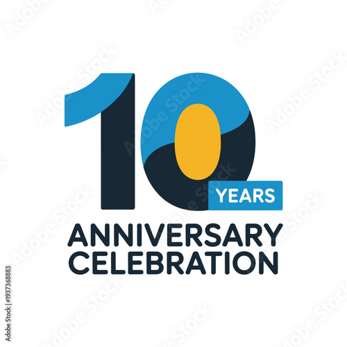 Ten year anniversary celebration with blue and yellow accents