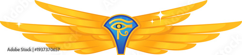 Golden wings with ancient egyptian sign game decoration