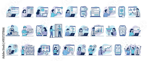 Diverse E-commerce and Business Operations Icons Collection