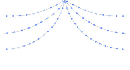 Set of Blue String Lights Glowing Decoration on Transparent Backdrop